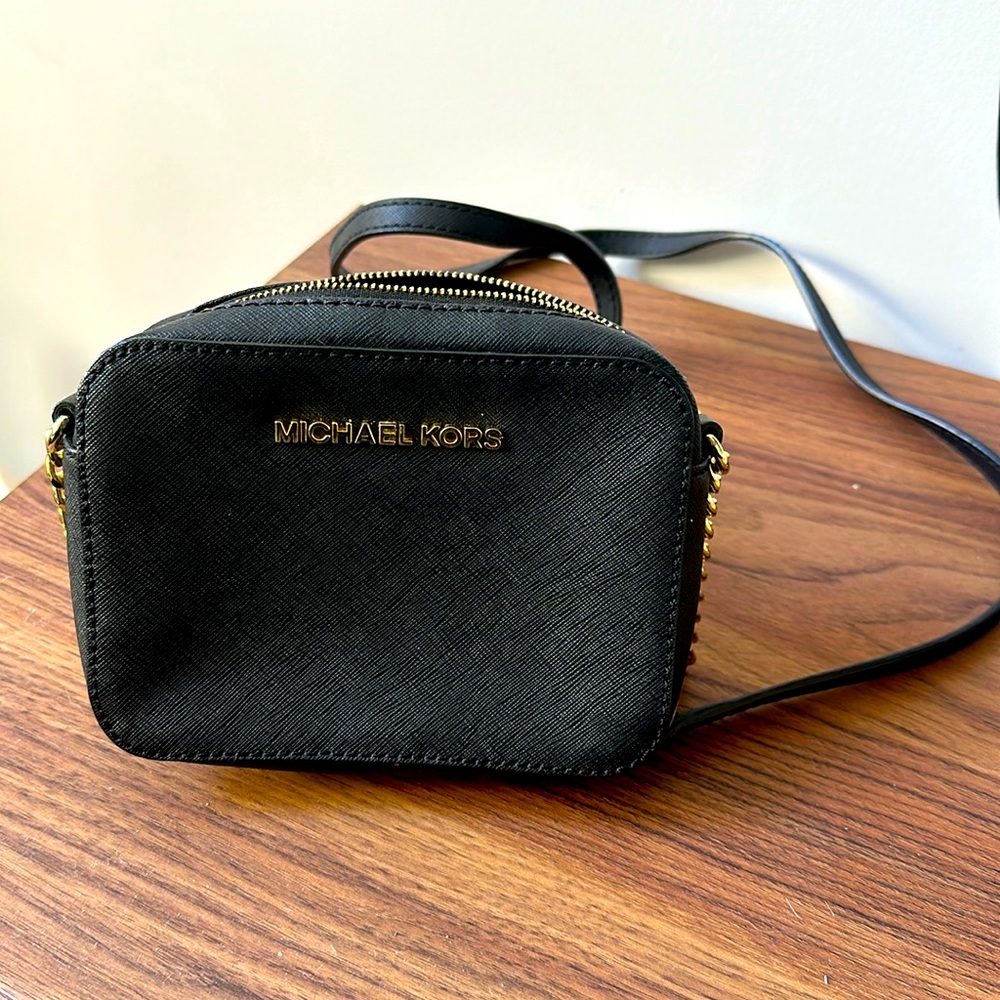 Black Leather Michael Kors Crossbody Bag Small